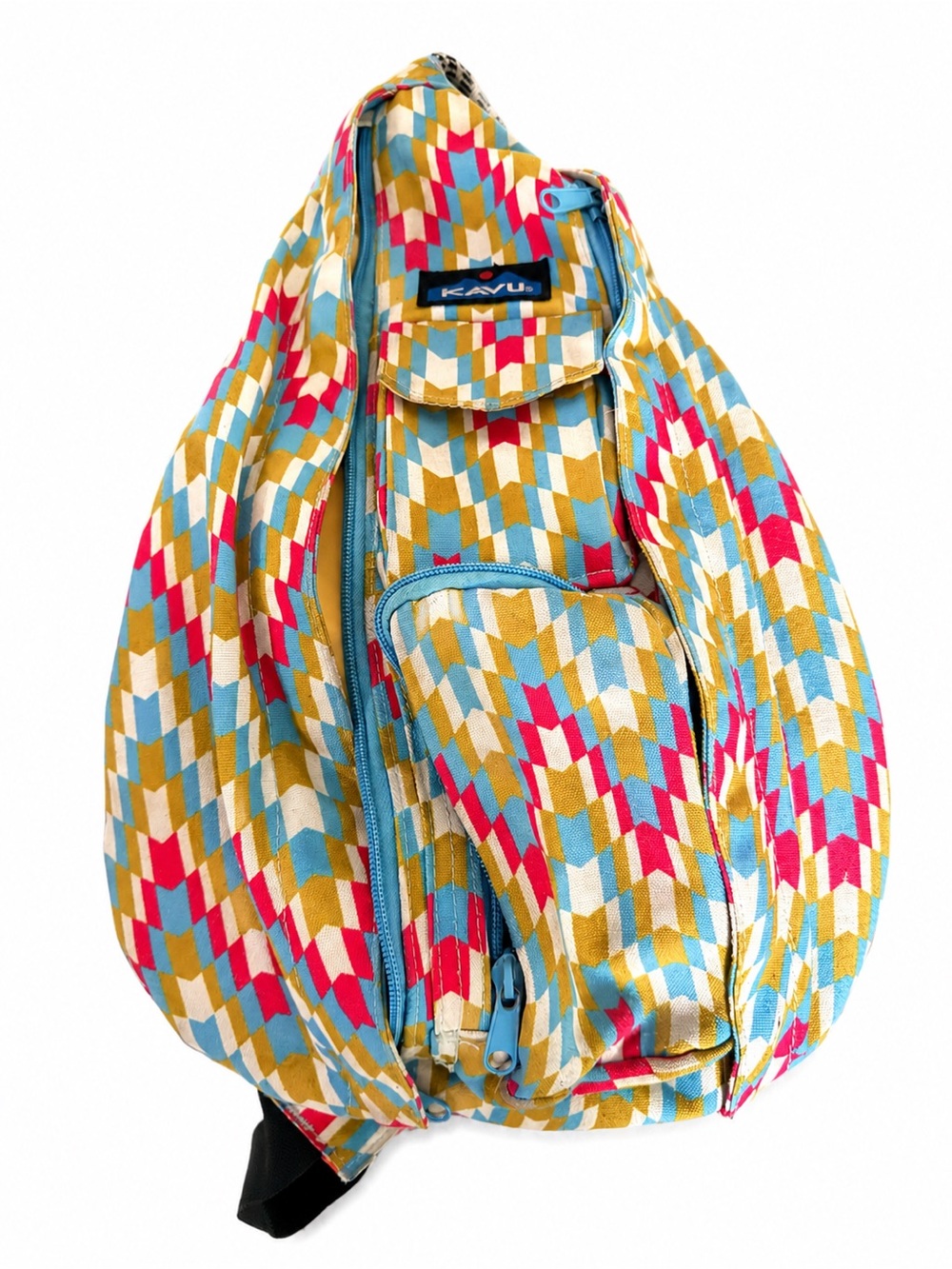 Kavu Geometric Sling Bag - Mustard, Turquoise & Pink